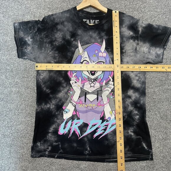 Fake Nerd "UR Dead" Anime Graphic T-Shirt Tie-Dye M - Picture 3 of 5